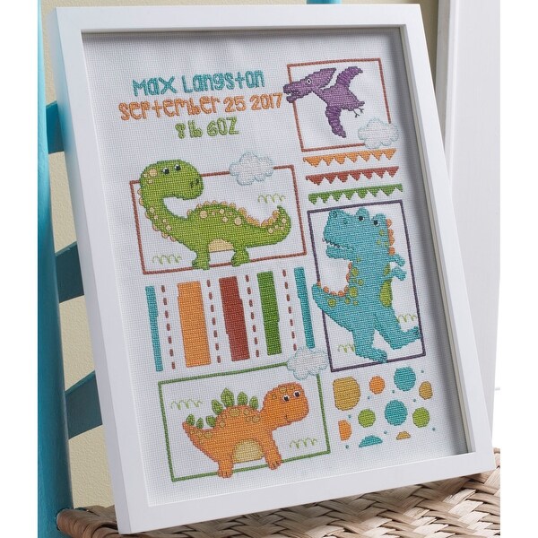 Shop Dino Baby Birth Record Counted Cross Stitch Kit-10.5 ...