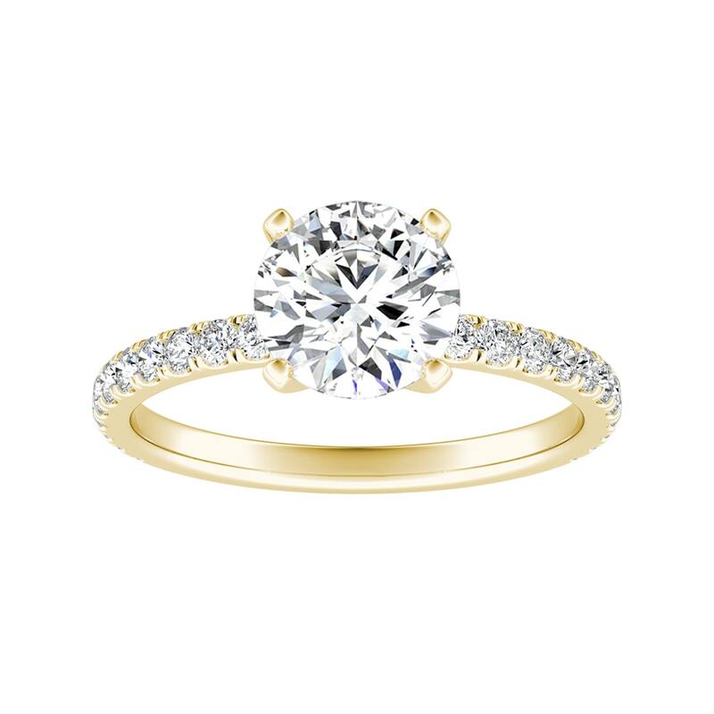 Auriya 14k Gold 1 1/2ct Moissanite and Diamond Engagement Ring 1/3ctw