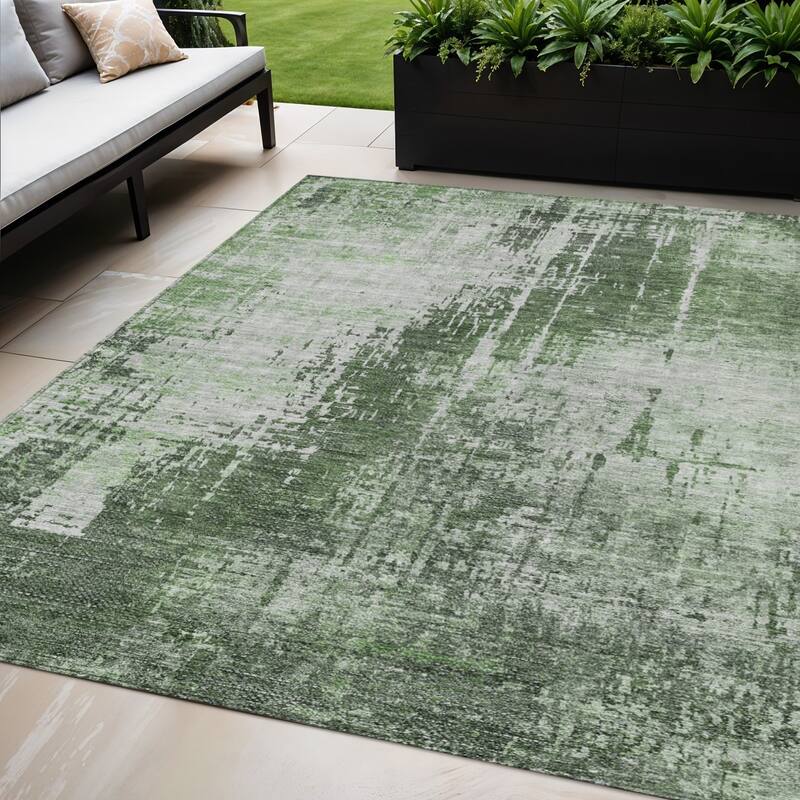 HomeRoots Abstract Transitional Rectangle Outdoor Rug - 5' X 8'