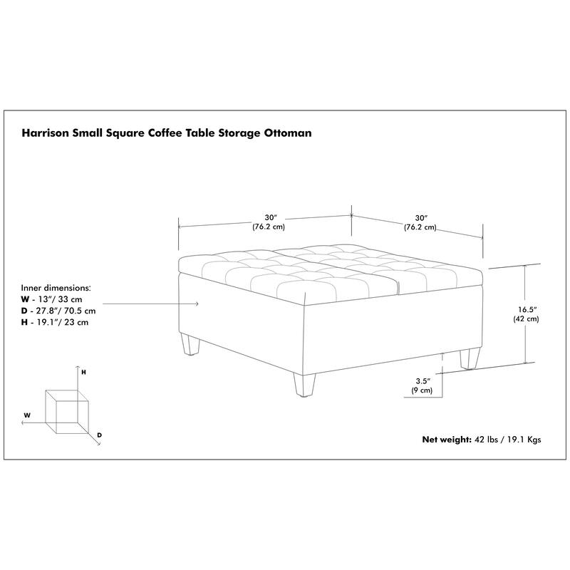 WYNDENHALL Elliot 30 inch Wide Transitional Square Table Ottoman