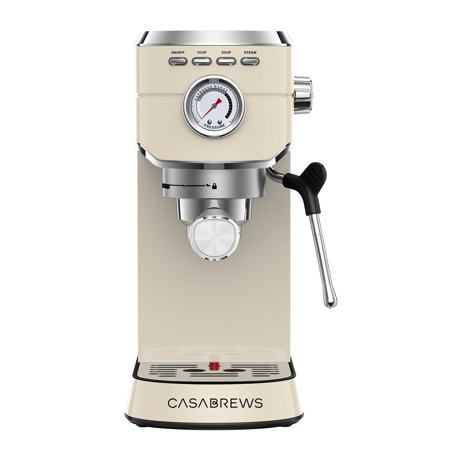 CASABREWS Compact 20 Bar Espresso Machine with 34oz Removable Water Tank Beige