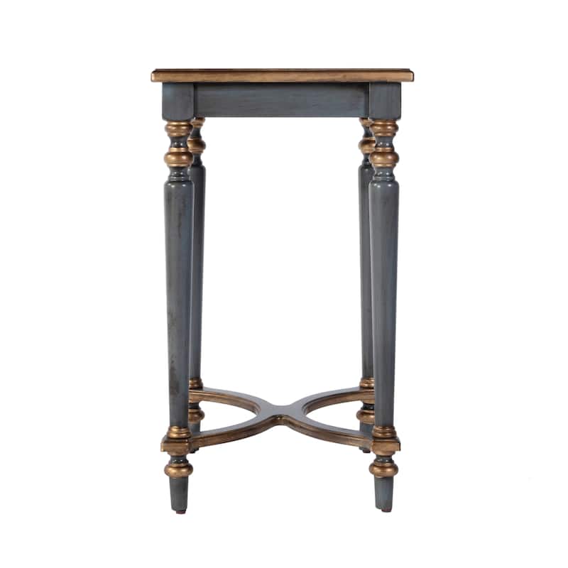 Tyler 18 in. W Rectangular Wood Side Table with 4-Way Match Veneer Inlay