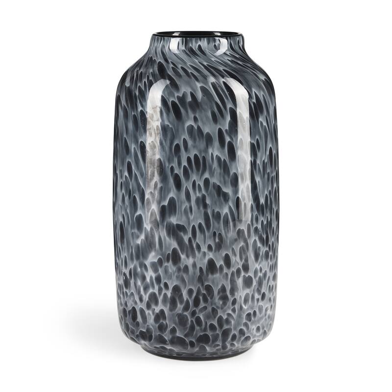 12" Black Mottled Cylinder Glass Table Vase - 6.50
