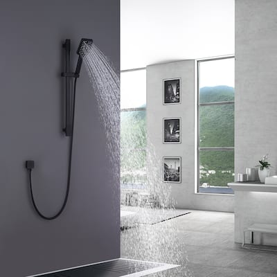 3-Way Square 23''-26''H Handheld Shower Black With Slide Bar