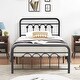 preview thumbnail 5 of 34, Industrial Metal Platform Bed Frame with Headboard Twin/Full/Queen/King Size Bed Black - Twin
