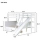 preview thumbnail 4 of 18, Twin over Full Bunk Bed with Slide, Rubber Wood Low Bunk Bed Frame Kids Bed with 2 Drawers & Shelves Storage for Boys Girls