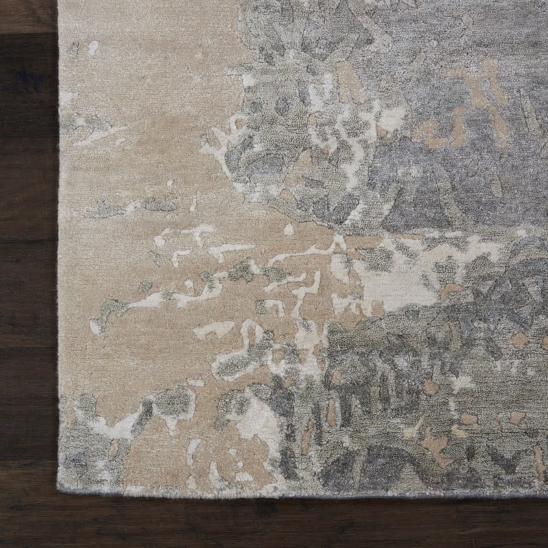 Nourison Silk Shadows Modern Abstract Beige Sheen Area Rug