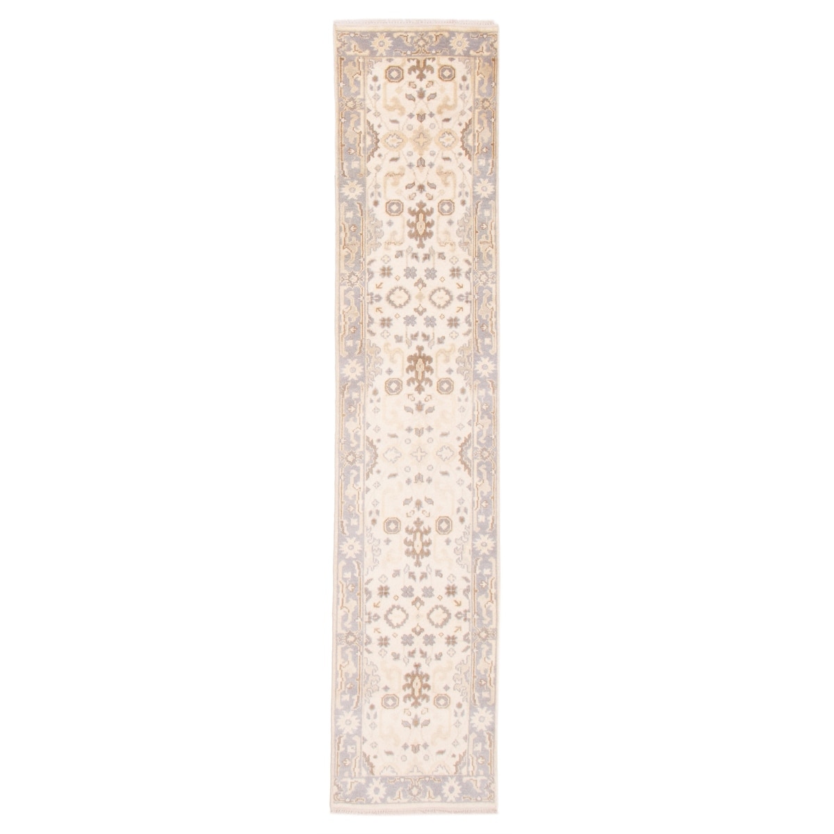 ECARPETGALLERY Hand-knotted Royal Oushak Cream Wool Rug - 2'6 x 11'8