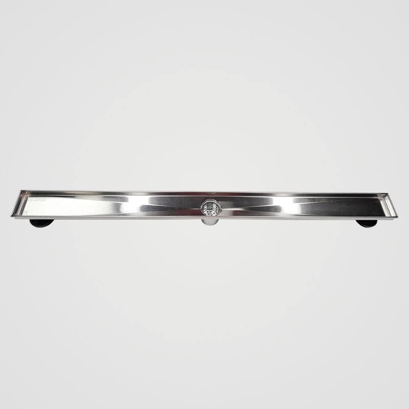 Oceanic Linear Shower Drain, Marine-grade 316 Stainless Steel, Grid Cover with Hair Strainer