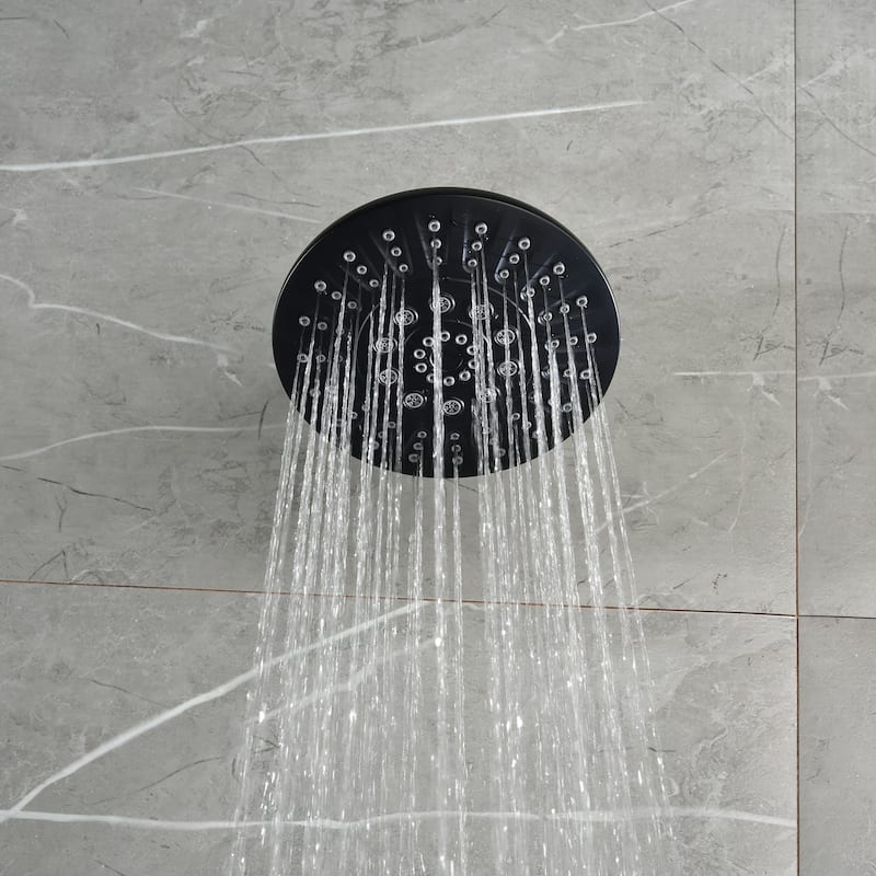Wall Mount Shower Faucet With Tub Spout Matte Black Shower System Set With Rain Shower Head Tub Shower Trim Kit Set With Valve