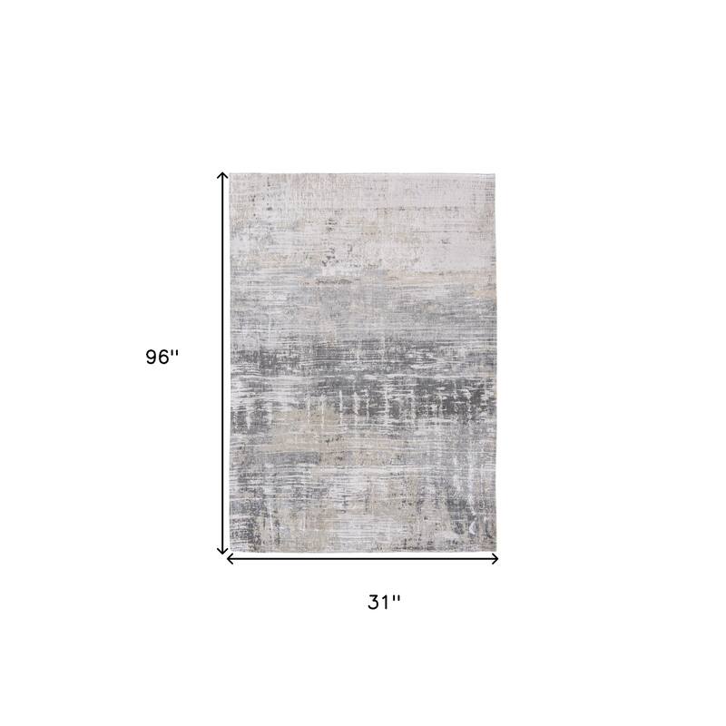 Heyad Abstract Modern Non Skid Woven Area Rug By HomeRoots - 96' X '31' X '0.12