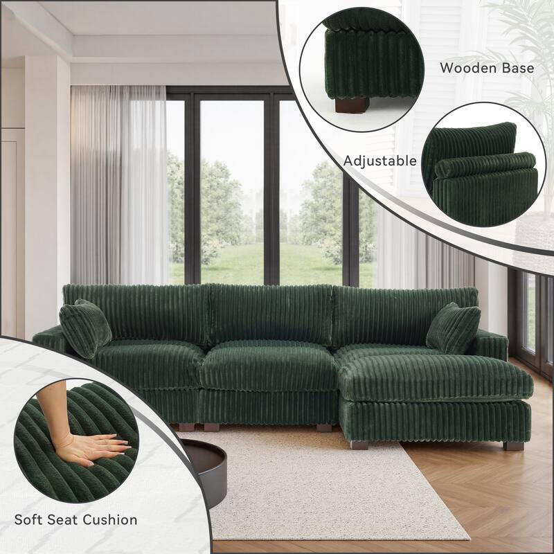 Plush Flannel Modular Sectional Sofa for Living Room