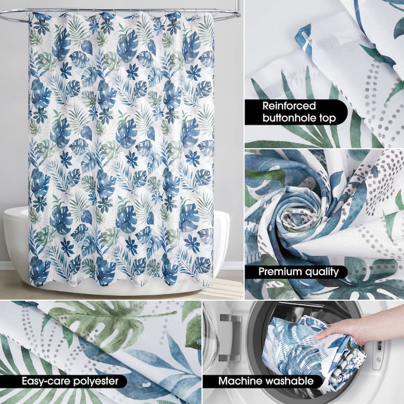 Blue Palm Shower Curtain