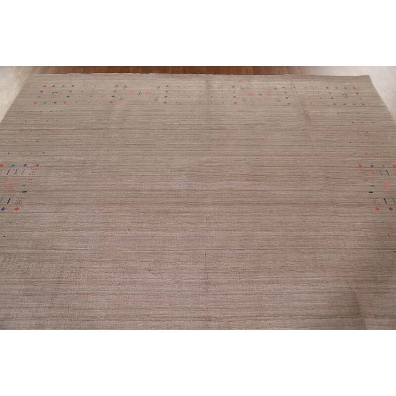 Gabbeh Oriental Area Rug Hand-Knotted Brown Wool Carpet - 7'9"x 9'7"
