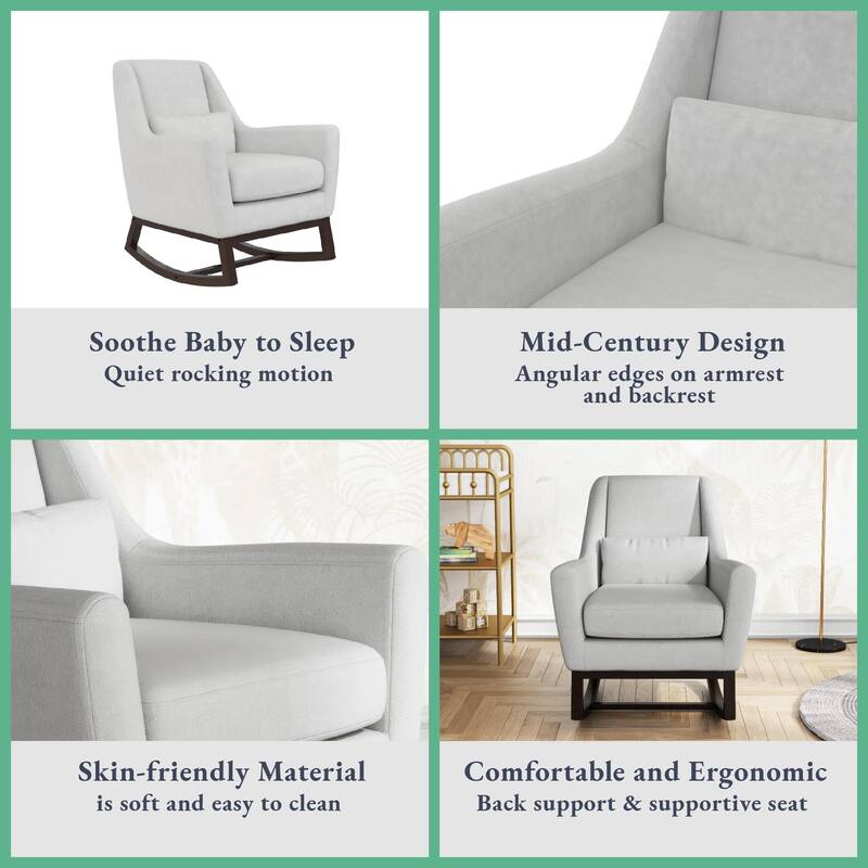 Little Seeds Sophie Mid-Century Rocker with Lumbar Pillow