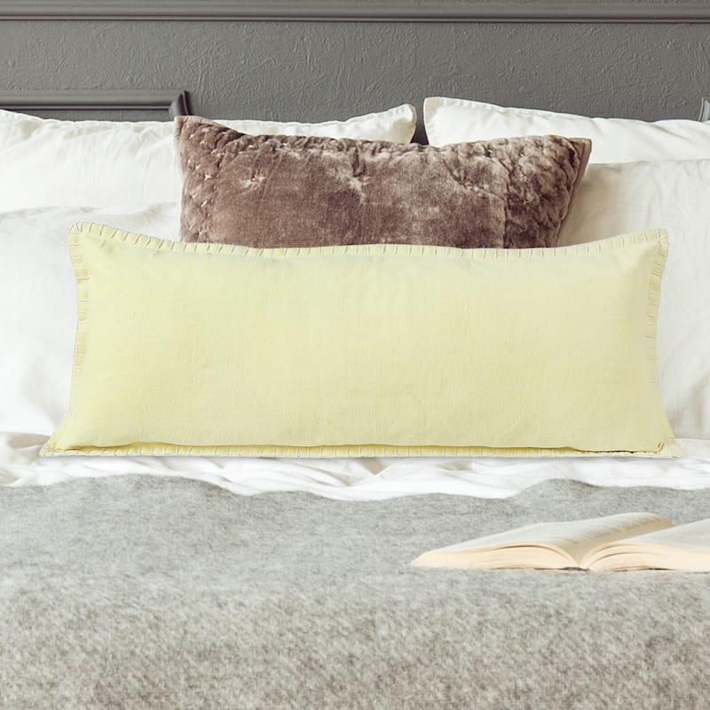 Sevita Guapo Casual Solid Stitched Edge Cotton Throw Pillow