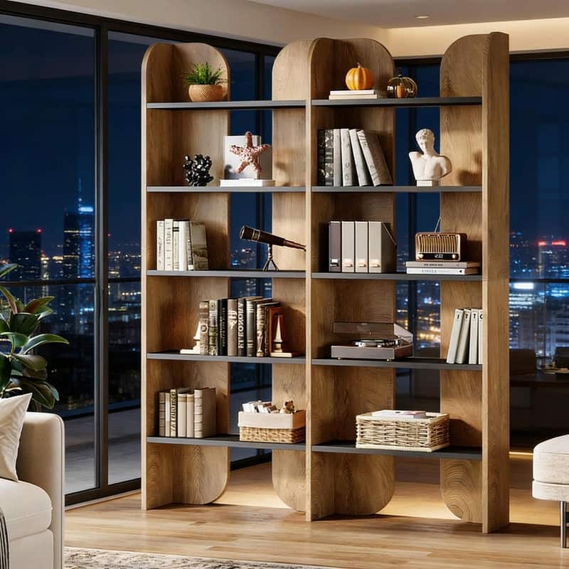 Modern 5-Tier Display Bookshelf - Spacious Bookcase Storage