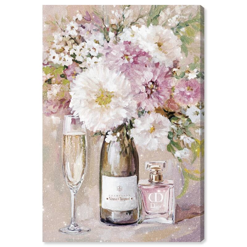 Light Floral Champagne Vase Canvas by Art Remedy, Gallery Wrapped - 24" x 36"