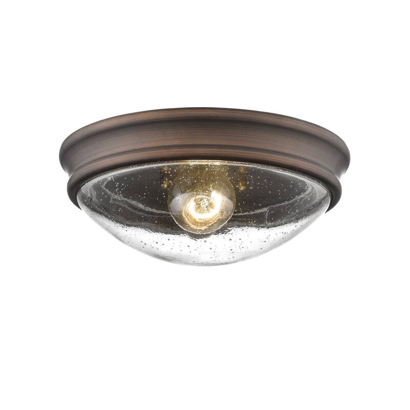 Millennium Lighting 1 Light Metal Flush Mount Ceiling With Clear Seeded Glass Shades - Rubbed Bronze