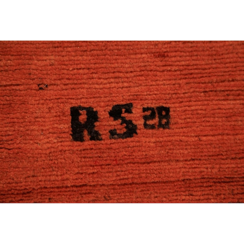 Modern Orange Gabbeh Oriental Area Rug Handmade Wool Carpet - 8'4" x 11'4"