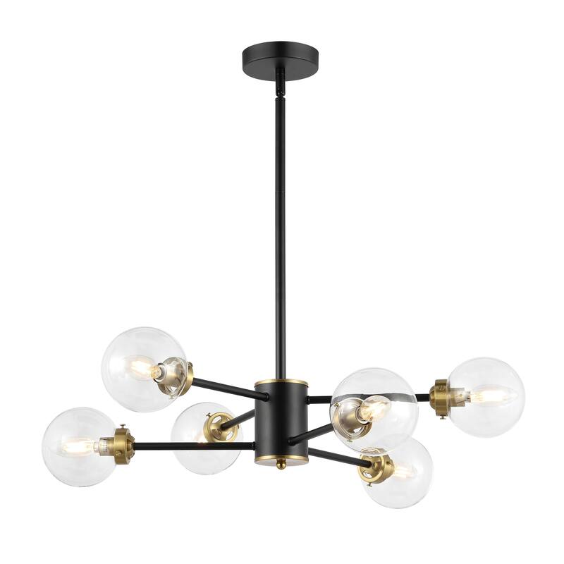 MLiAN 8-Light Sputnik 4.7" Opal Glass Globe Shade Linear Chandelier for Indoor Height Adjustable - N/A