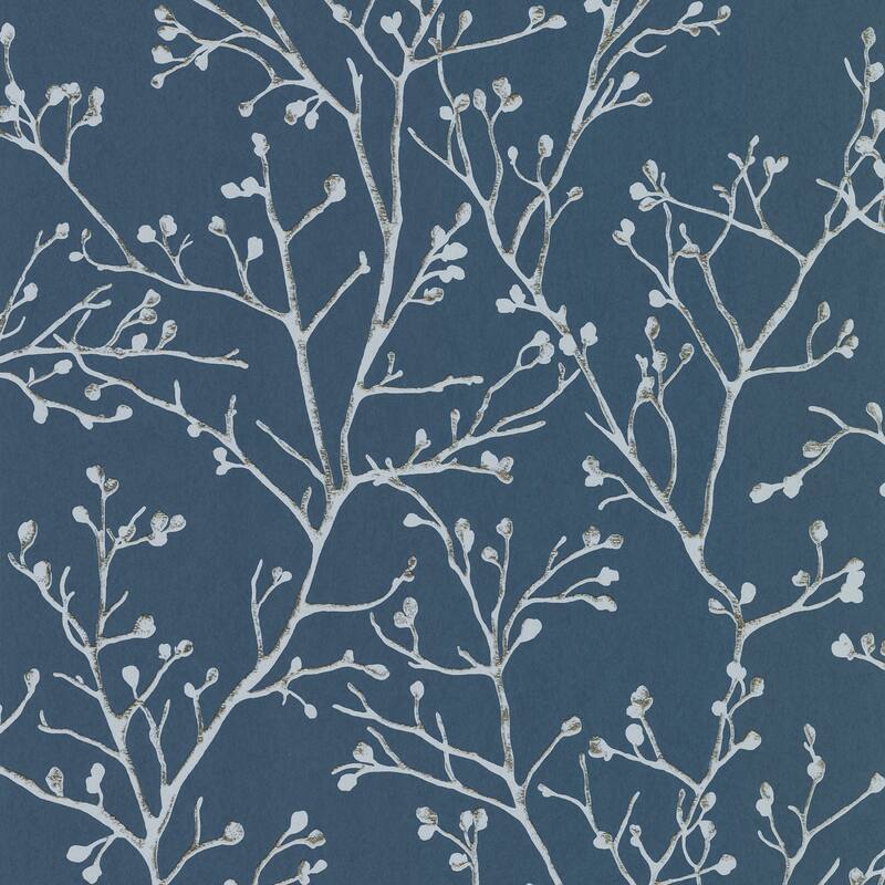 A-Street Prints Koura Sapphire Budding Branches Wallpaper