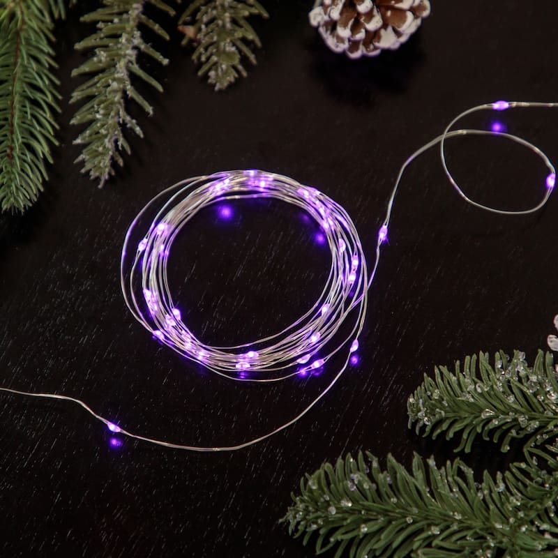 20-Count Purple LED Micro Fairy Christmas Lights - 6ft, Copper Wire