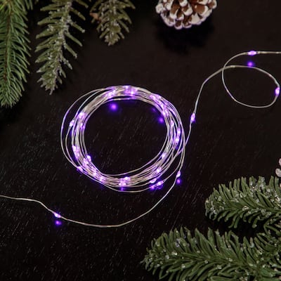 20-Count Purple LED Micro Fairy Christmas Lights - 6ft, Copper Wire