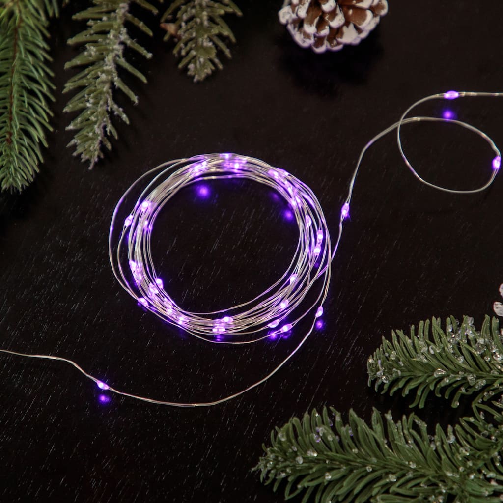 LED Micro Fairy Christmas Lights - Purple - 6ft Copper Wire - 20ct