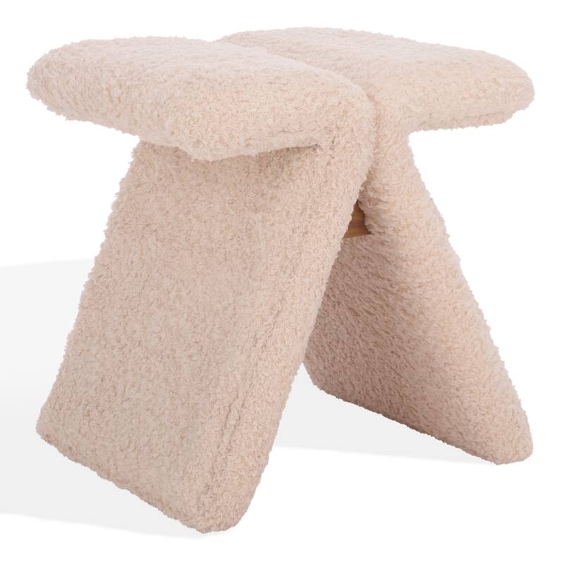 SAFAVIEH Couture Tessabella Teddy Fabric Ottoman