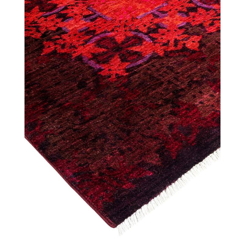 Overton Hand Knotted Wool Vintage Inspired Modern Contemporary Overdyed Orange Area Rug - 8' 3" x 10' 3"
