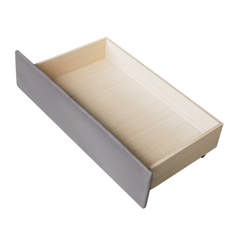 Twin Size Daybed Frame Rays Pattern Design Velvet Upholstered Daybed with 2 Drawers or Trundle, Wood Slat Support