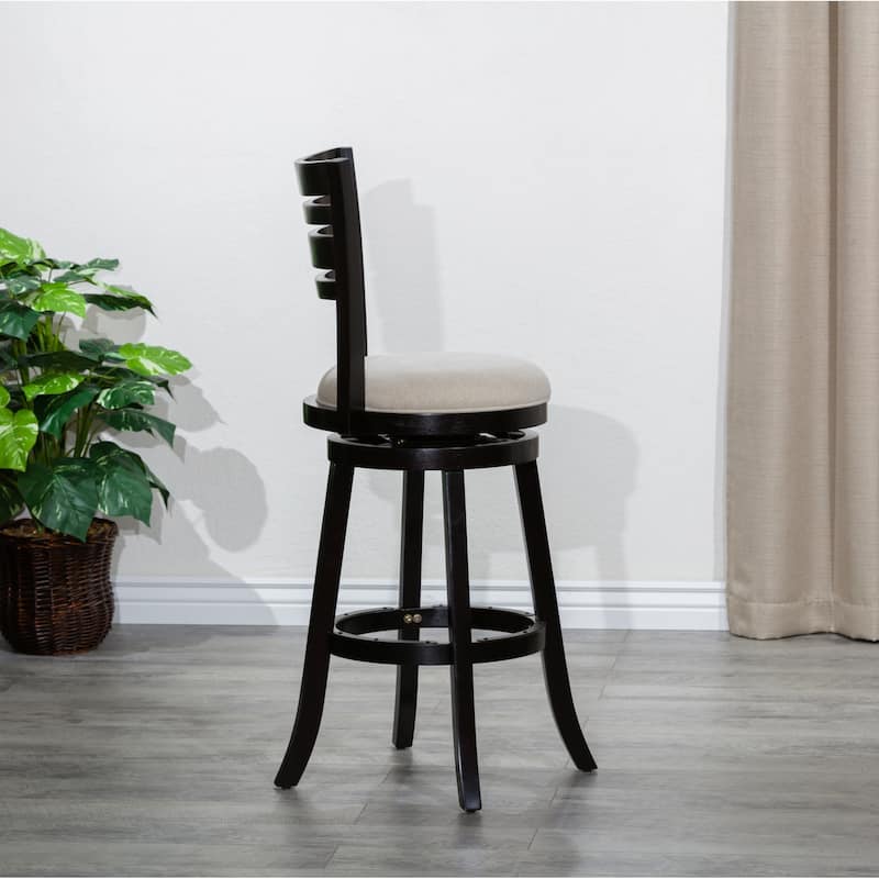 30" Bar Height Slat Back Swivel Stool