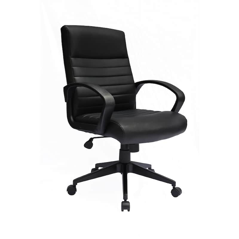 Swivel Task Chair, Black Ribbed Back Vinyl, Caster Wheels, Adjustable