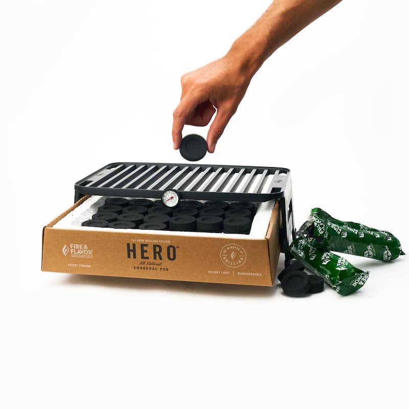Fire & Flavor HERO Charcoal Briquets, 8 Sleeves, 96 Briquets