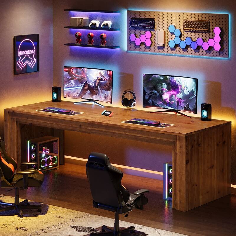 78.7 Inch Executive Desk, Large Solid Wood Computer Desk for Home Office