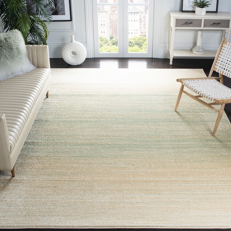SAFAVIEH Adirondack Muzeyyen Ombre Distressed Rug - 11' x 15' - Green/Ivory