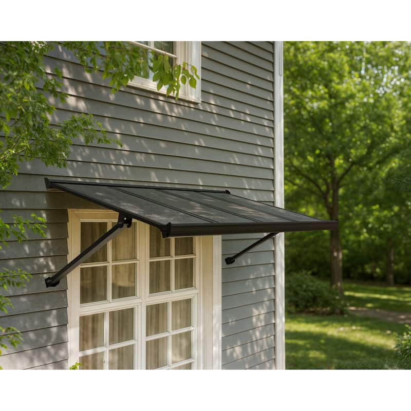 Canopia Augustine 3 ft. Black/Gray Door and Window Awning - 3 ft. x 4.8 ft.