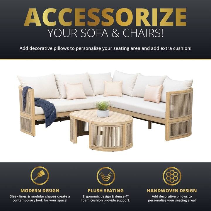 Kinger Home Nancy 3-Piece Acacia Rounded Sectional Set