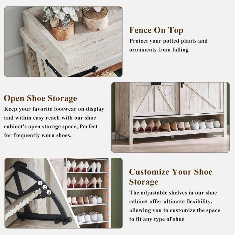 Farmhouse Shoe Storage Cabinet, Shoe Organizer, Shoe Rack Cabinet