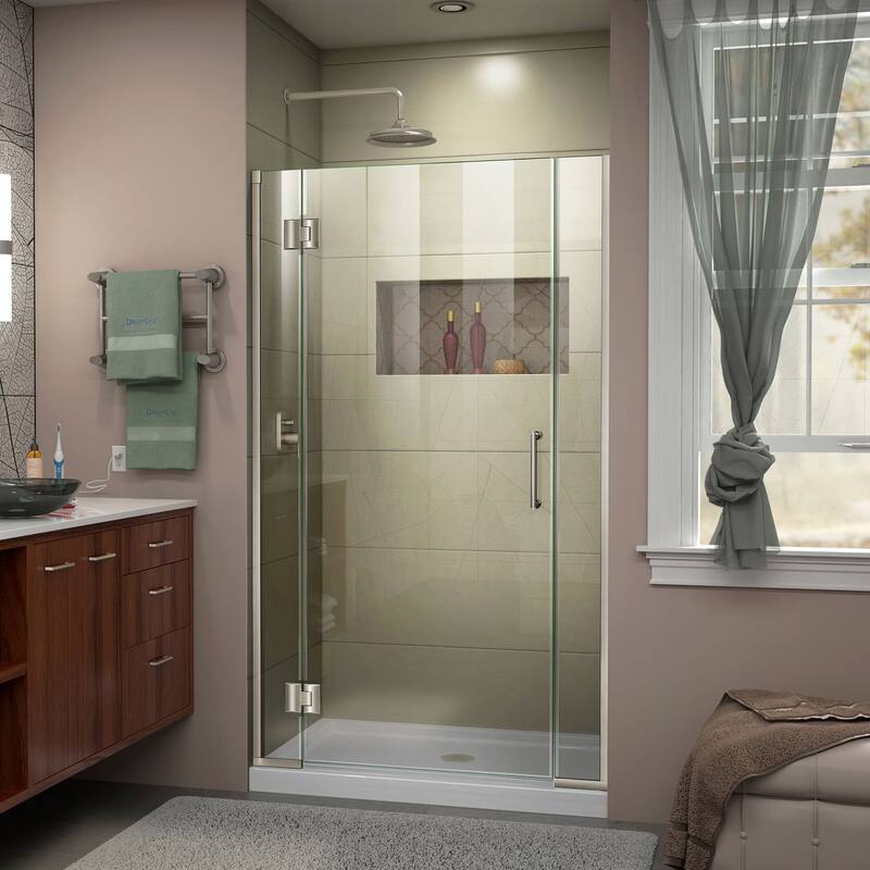 DreamLine Unidoor-X 38 1/2-39 in. W x 72 in. H Frameless Hinged Shower Door - 38.5" - 39" W - Brushed Nickel Finish