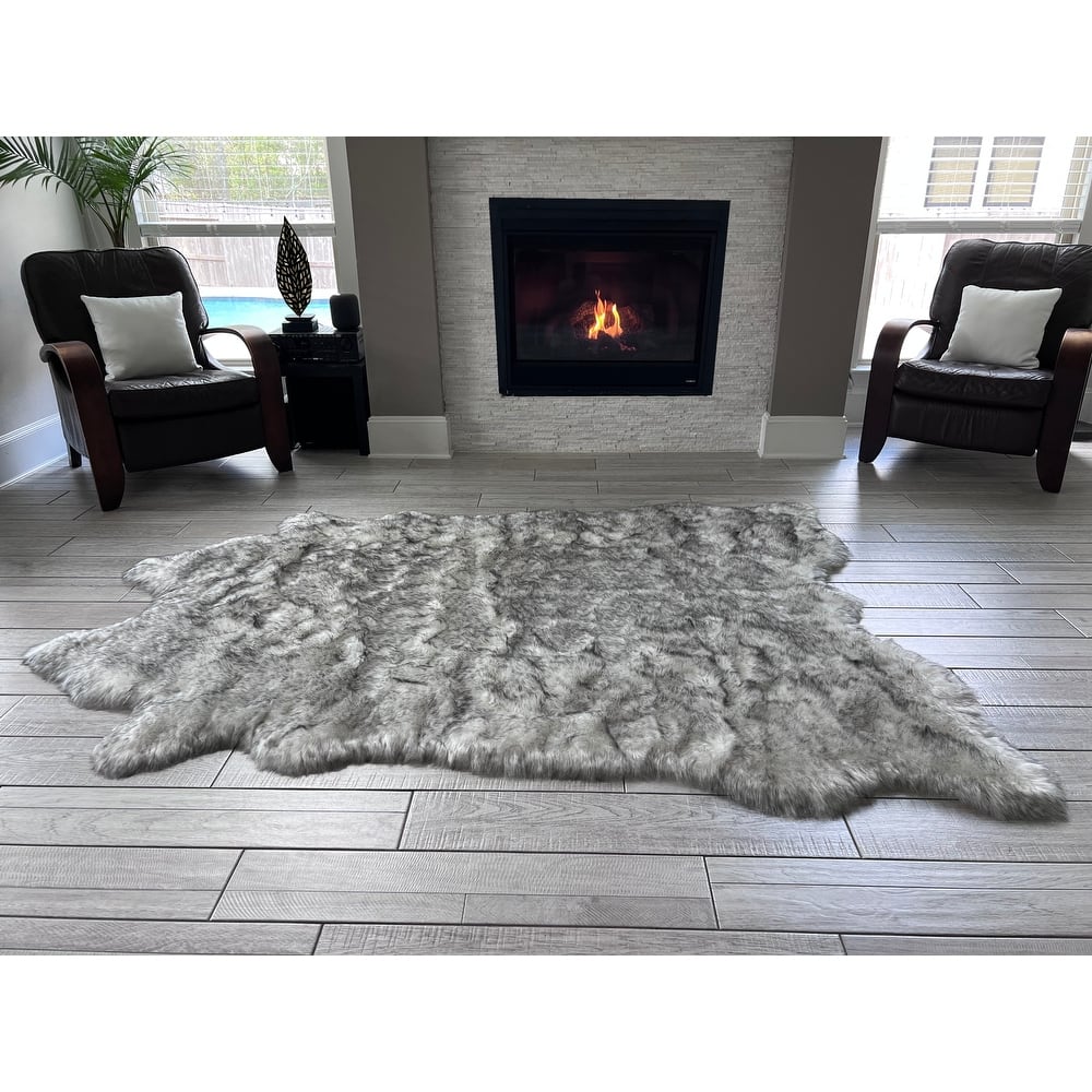 Silver Orchid Luxurious Faux Bison Skin Shag Rug