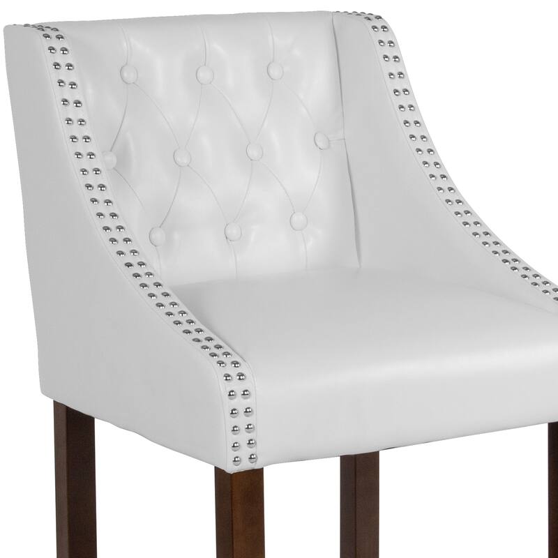 Transitional Tufted Upholstered/Walnut Finish Counter Stool (Set of 2)