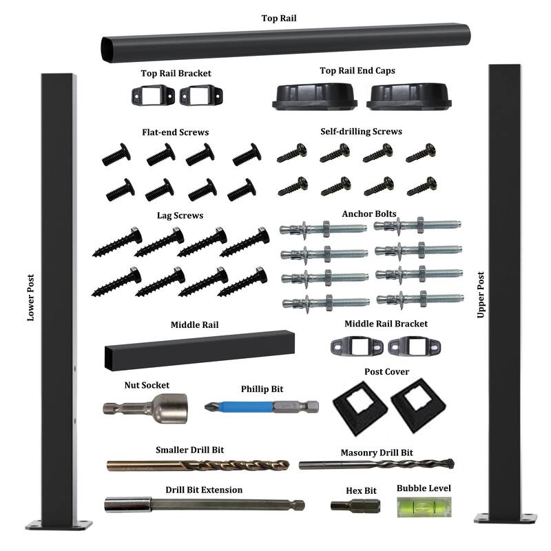 Handrails for Fit 0 or 5 Steps Outdoor Steps