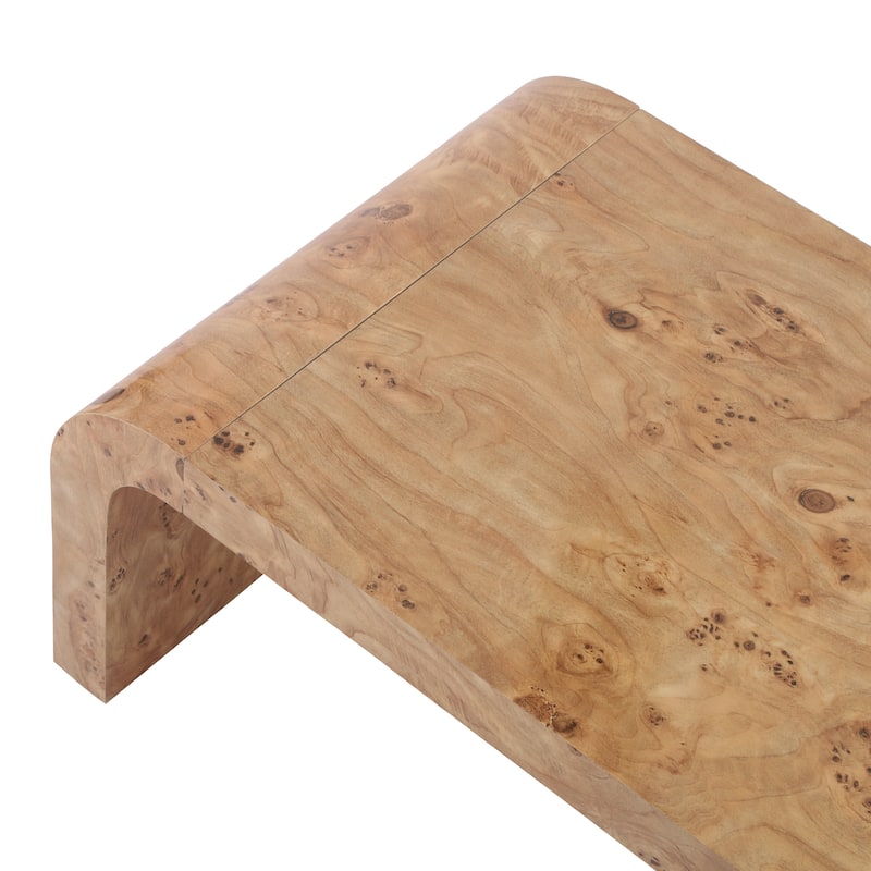 Christopher Knight Home - Burri Modern 53.7" Rectangular Waterfall Coffee Table with Curved Edges, Versatile for Living Areas