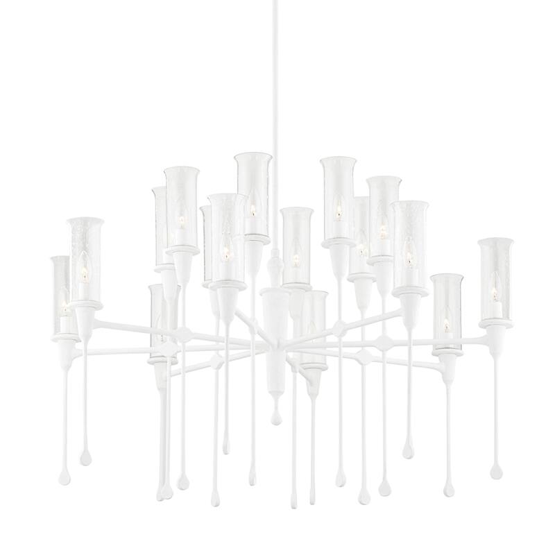 Chisel 16-Light Chandelier with Clear Shades - White Plaster