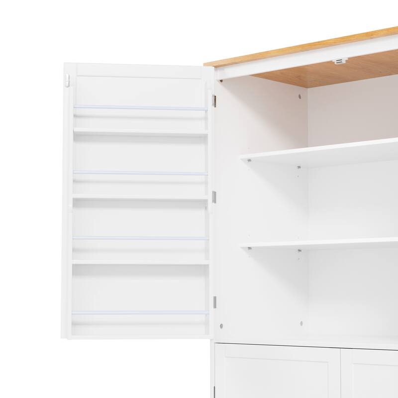 Modern Large Kitchen Pantry Cabinet, Wood Storage Cupboard with 2 Drawers, Adjustable Shelves & 8 Door Storage Shelves