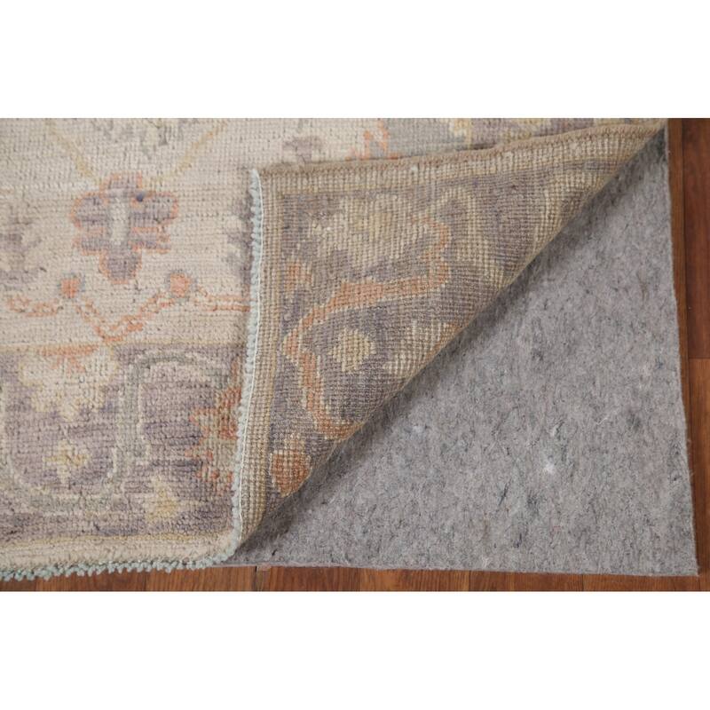 Hand Knotted Oriental 100% Wool Carpet Transitional All-Over Beige & Ivories Oushak Runner Rug - 9' 8'' X 2' 11''