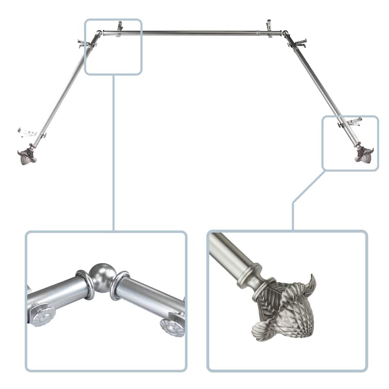 InStyleDesign Thistle 13/16" Bay curtain rod 20"-36", 38"-72" - Satin Nickel