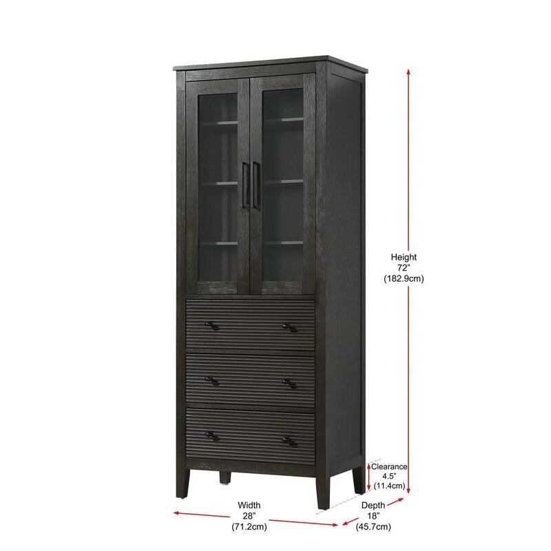 Kensington 16-28 Inch Bath Storage Glass Cabinet